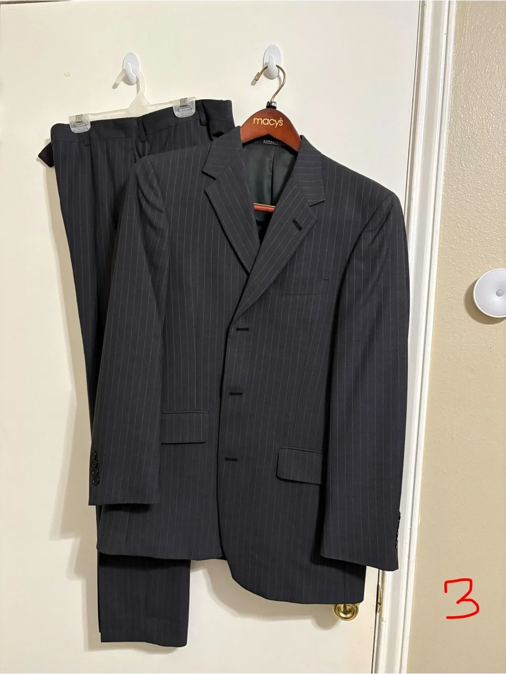Perry Ellis Charcoal Pinstripe Suit - Two-Piece Blazer & Trousers